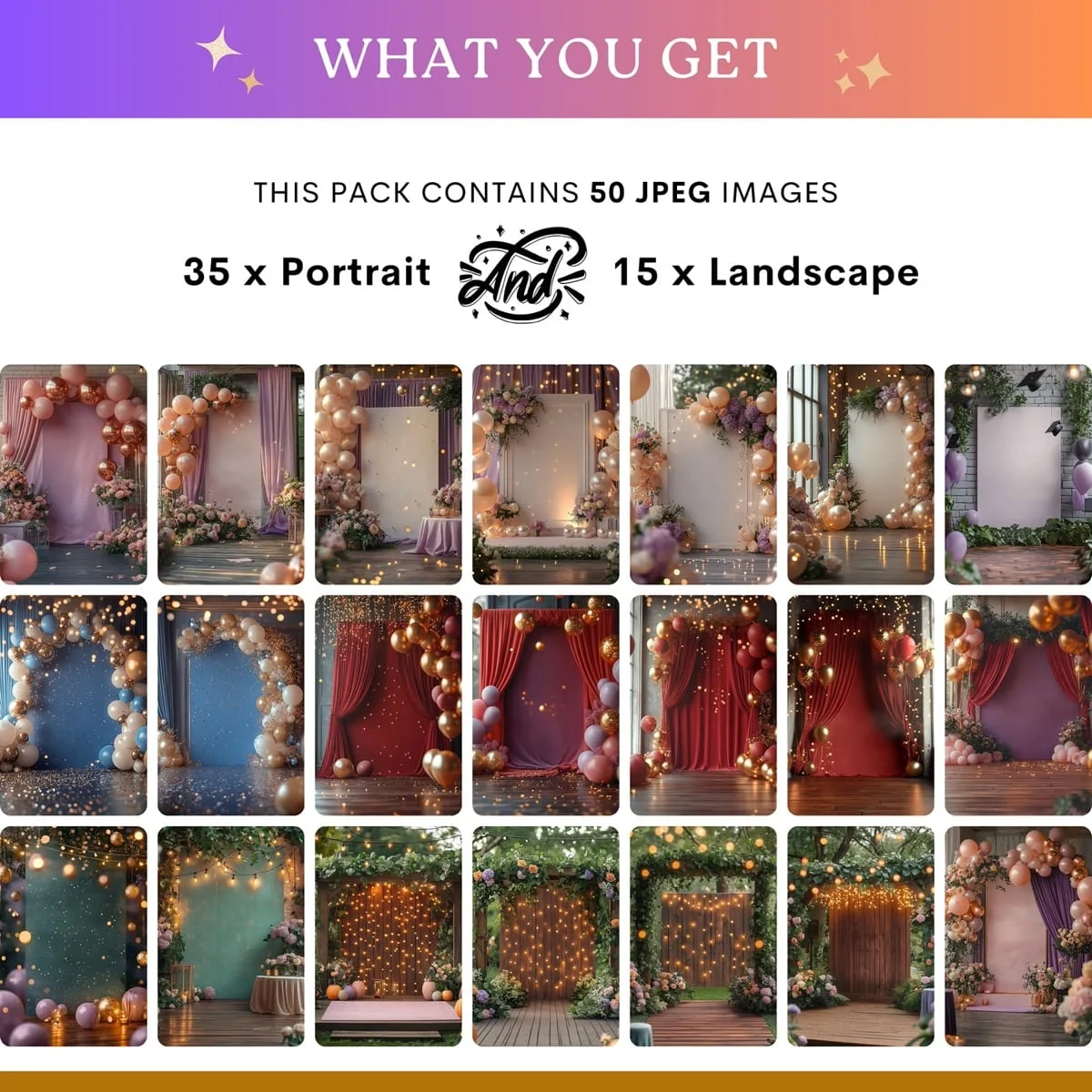 Graduation Backgrounds - Celebration Sets - what's included: 50 high-resolution backgrounds