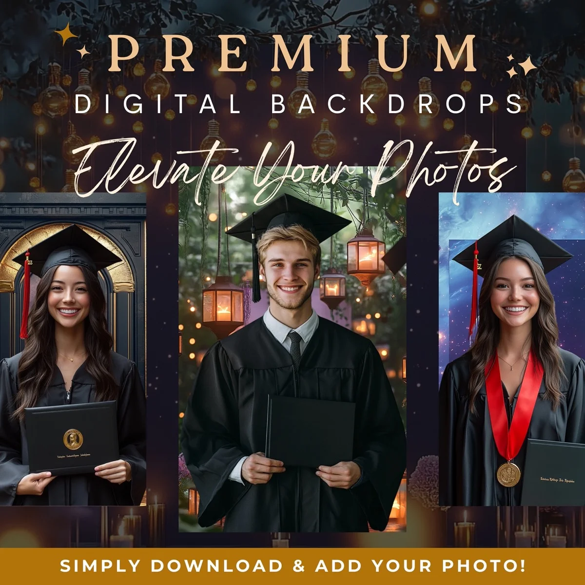 Graduation Backgrounds - Fun & Vibrant Sets - premium digital backdrop collection preview