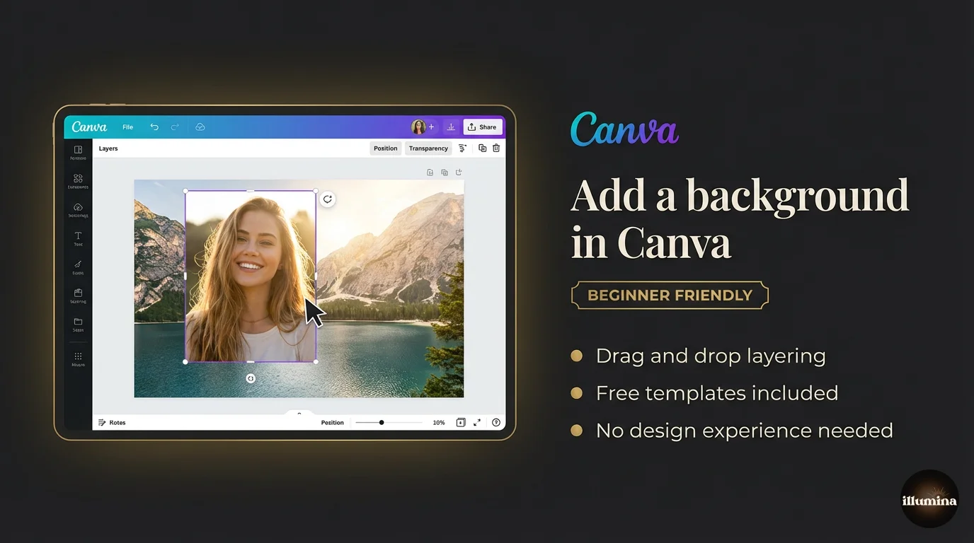 How to add a background in Canva by layering a subject onto a backdrop