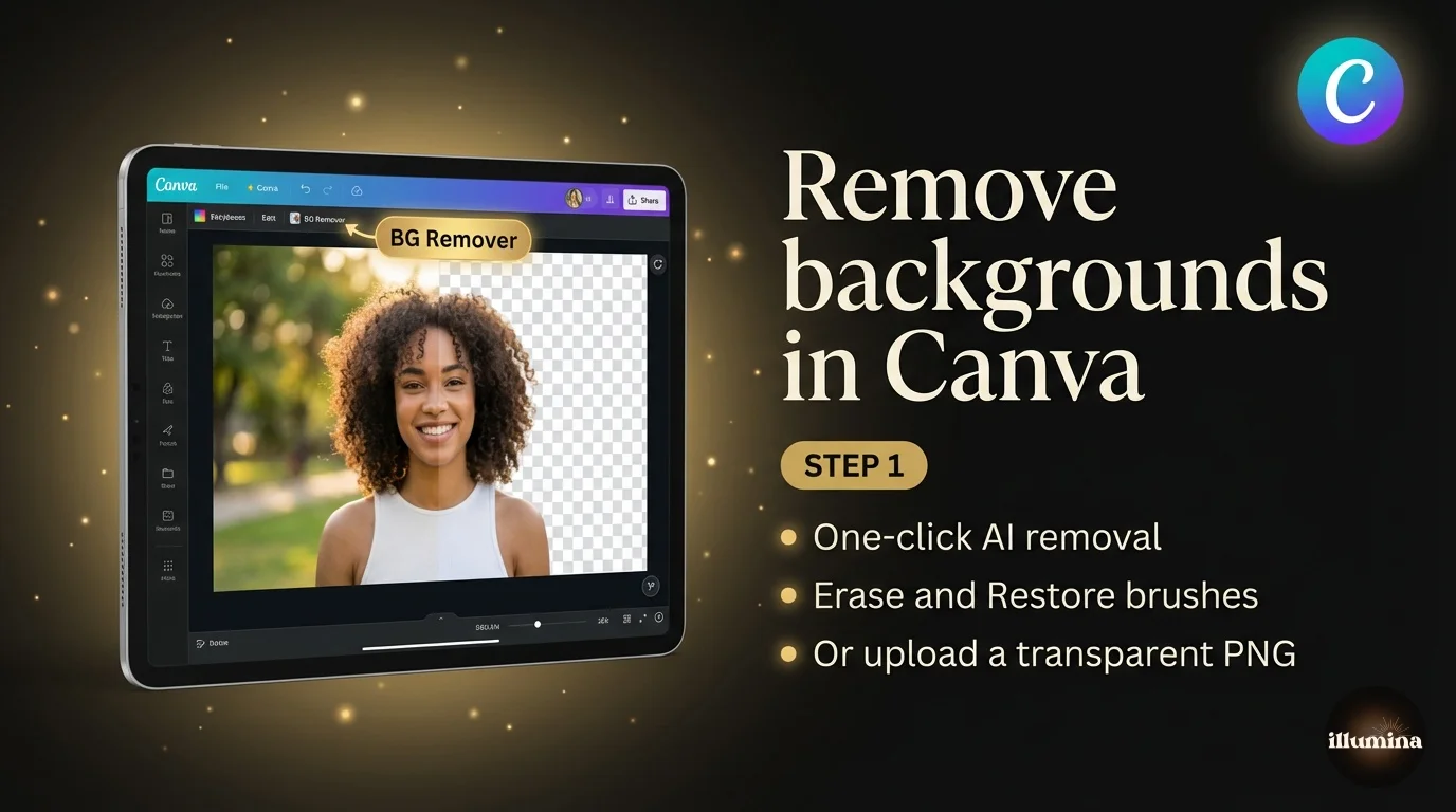 Canva Background Remover tool removing the background from a portrait photo to prepare it for compositing