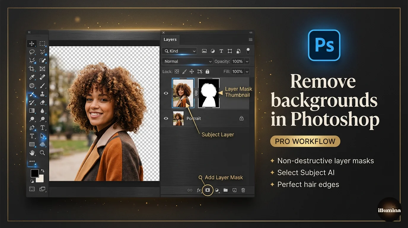 How to remove a background in Photoshop using layer masks and Select Subject