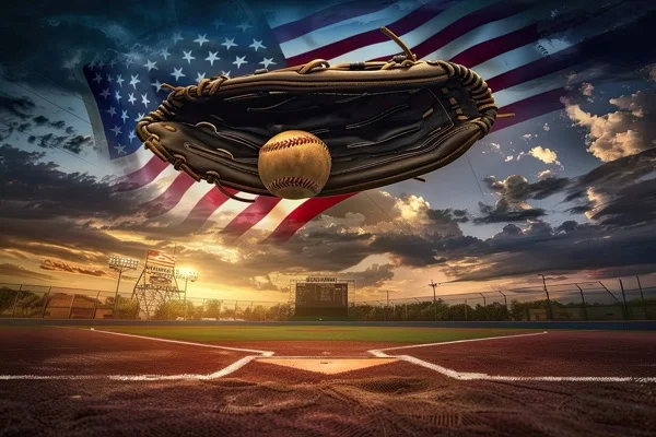 Baseball Backgrounds - Glove & US Flag 1