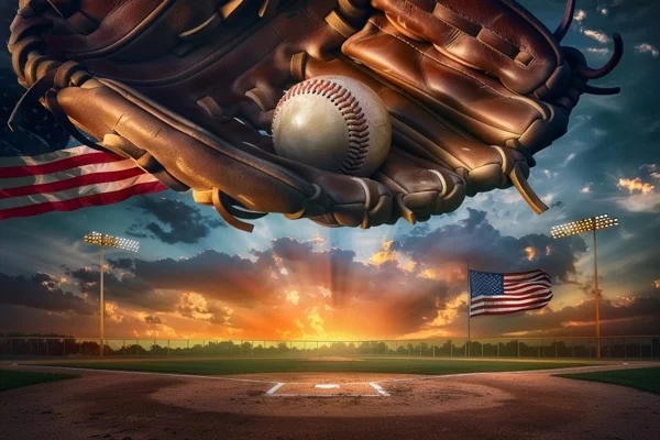 Baseball Backgrounds - Glove & US Flag 2