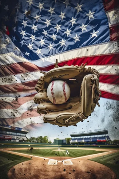 Baseball Backgrounds - Glove & US Flag 3