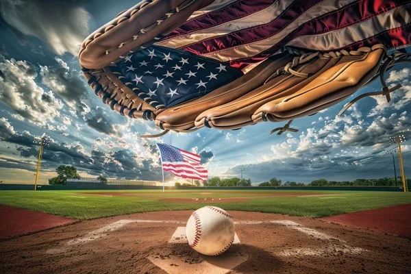 Baseball Backgrounds - Glove & US Flag 4