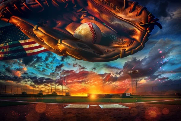 Baseball Backgrounds - Glove & US Flag 5