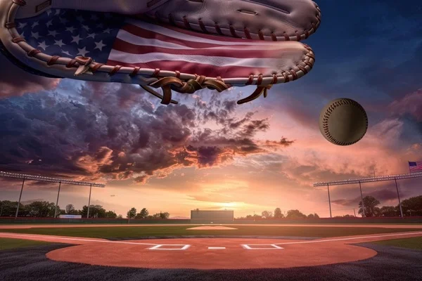 Baseball Backgrounds - Glove & US Flag 6