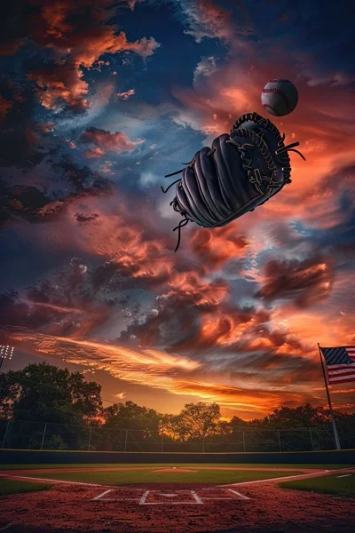 Baseball Backgrounds - Glove & US Flag 8