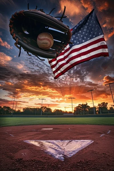 Baseball Backgrounds - Glove & US Flag 9