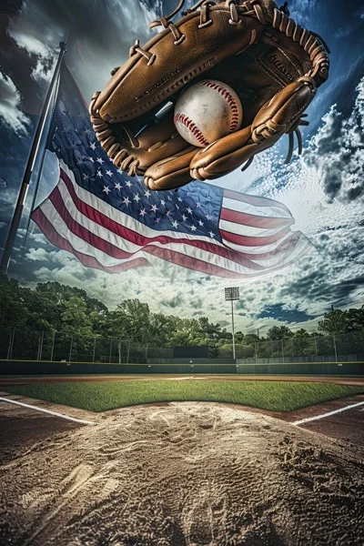 Baseball Backgrounds - Glove & US Flag 10