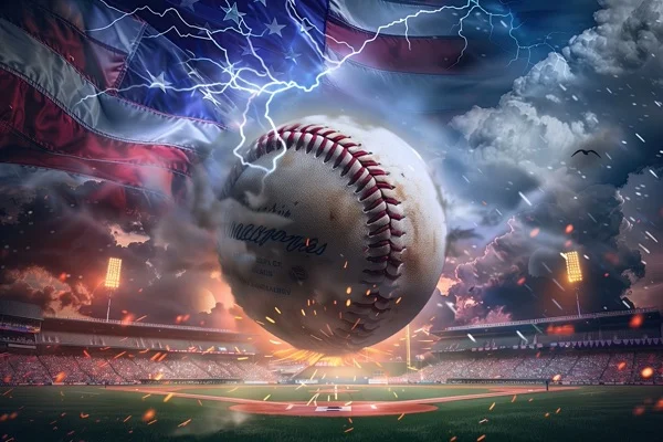 Baseball Backgrounds - Lighting Flag 3