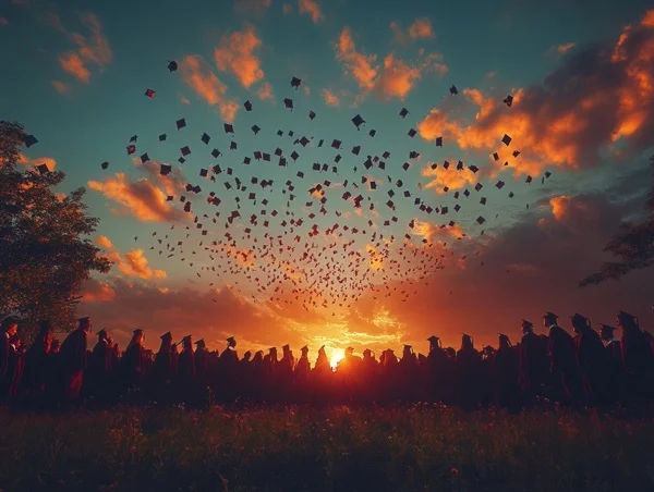 Graduation Backgrounds - Dramatic Cap Toss 1