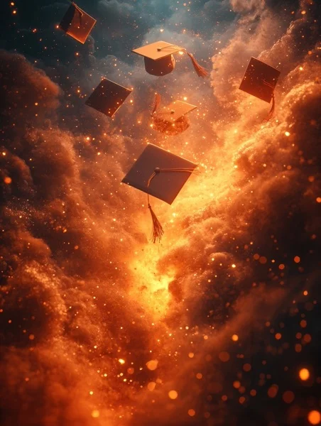 Graduation Backgrounds - Dramatic Cap Toss 2