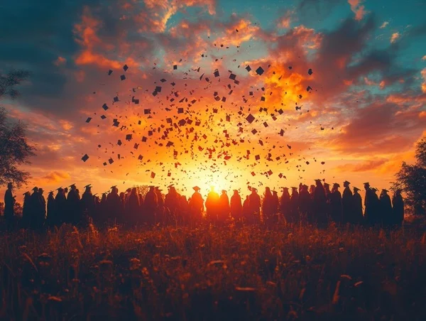 Graduation Backgrounds - Dramatic Cap Toss 3