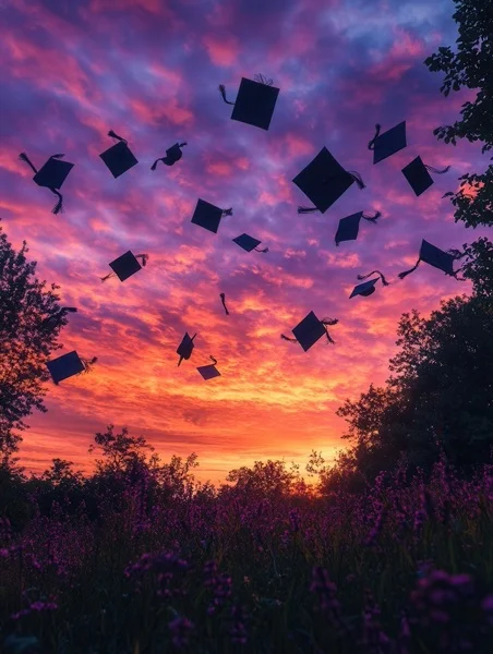 Graduation Backgrounds - Dramatic Cap Toss 10