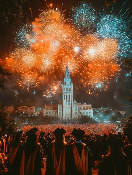 Graduation Backgrounds - Fireworks Celebration 2