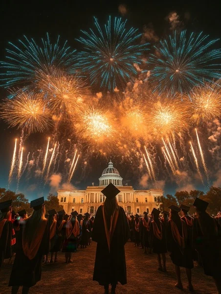 Graduation Backgrounds - Fireworks Celebration 7