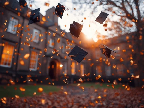 Graduation Backgrounds - Sunset Cap Toss 1
