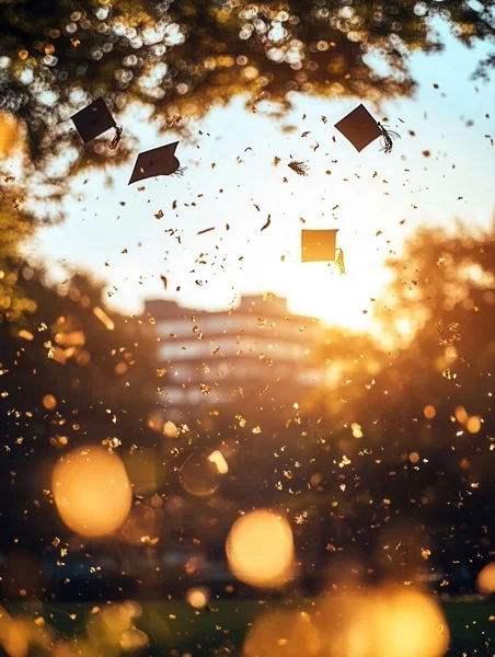 Graduation Backgrounds - Sunset Cap Toss 2