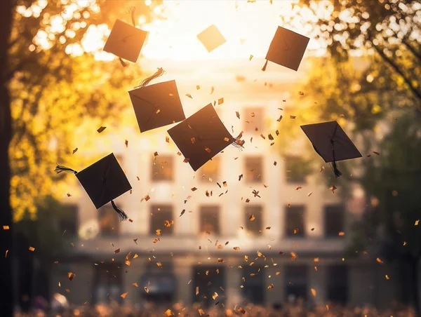 Graduation Backgrounds - Sunset Cap Toss 3