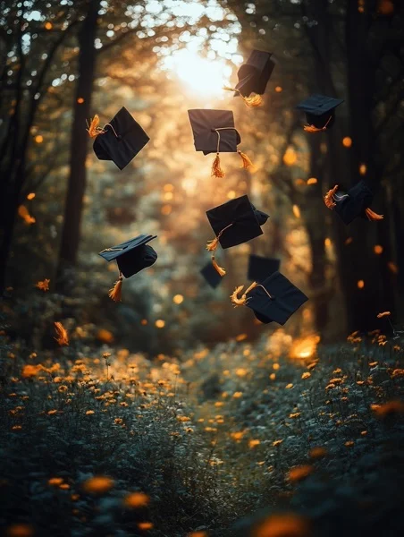 Graduation Backgrounds - Sunset Cap Toss 4