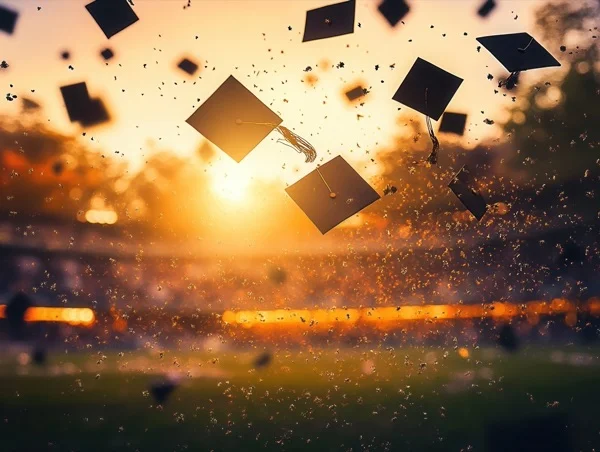 Graduation Backgrounds - Sunset Cap Toss 5