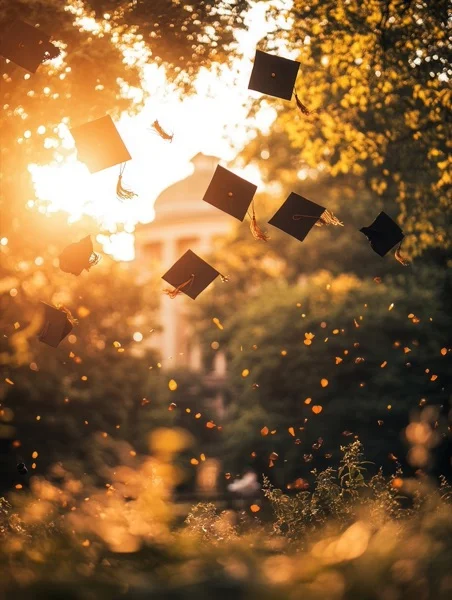 Graduation Backgrounds - Sunset Cap Toss 6