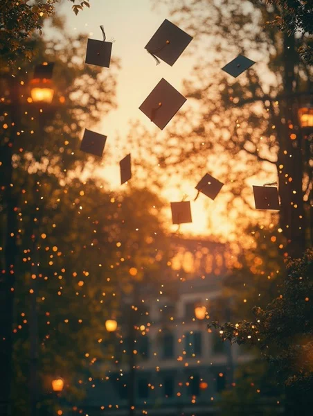 Graduation Backgrounds - Sunset Cap Toss 7