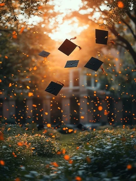 Graduation Backgrounds - Sunset Cap Toss 8