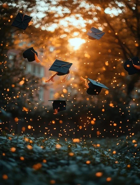 Graduation Backgrounds - Sunset Cap Toss 9