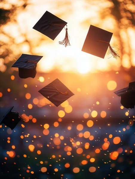 Graduation Backgrounds - Sunset Cap Toss 10