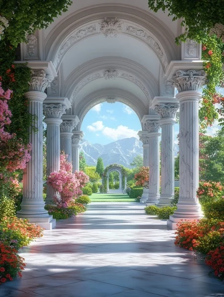 Graduation Backgrounds - White Marble Arch 7