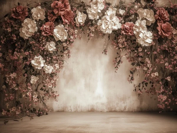 Studio Backgrounds - Beige Floral Wall 1
