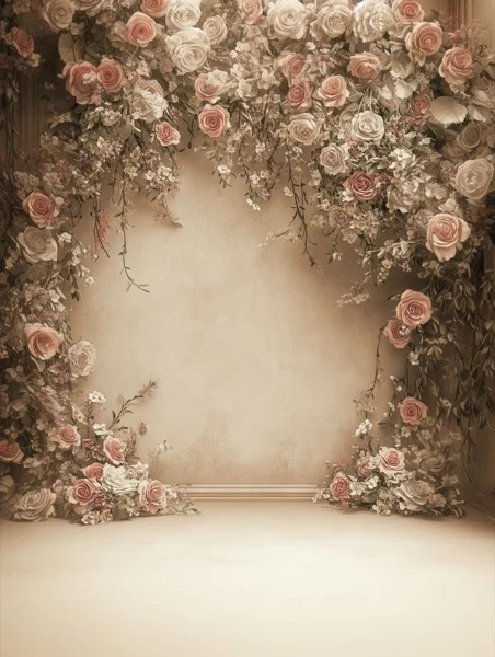 Studio Backgrounds - Beige Floral Wall 4