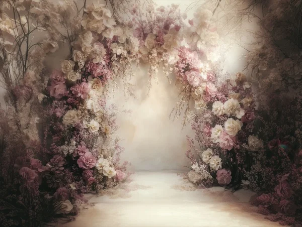 Studio Backgrounds - Beige Floral Wall 5