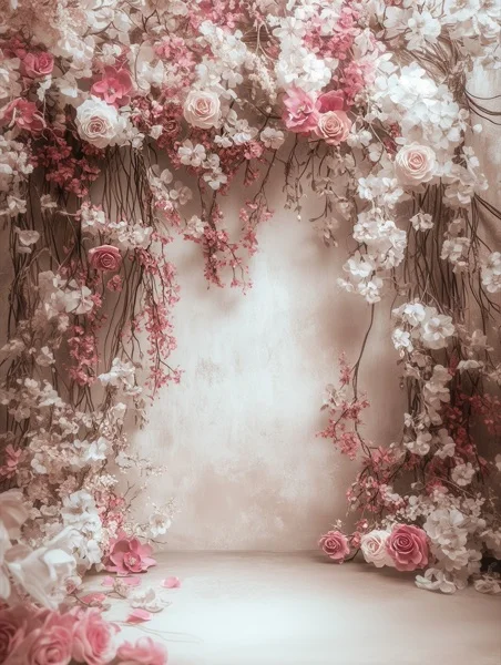 Studio Backgrounds - Beige Floral Wall 6