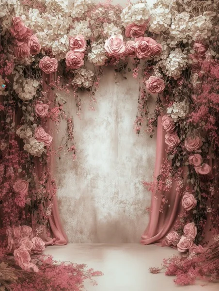 Studio Backgrounds - Beige Floral Wall 7