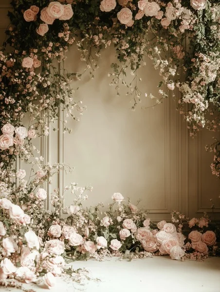 Studio Backgrounds - Beige Floral Wall 9