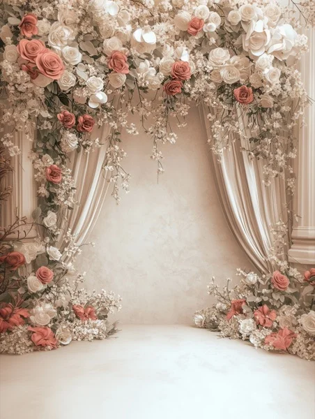 Studio Backgrounds - Beige Floral Wall 10