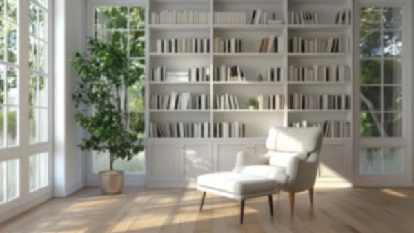 Zoom Backgrounds - White Bookshelves 2