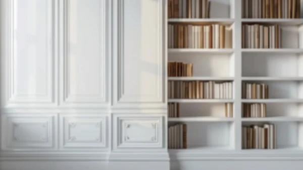 Zoom Backgrounds - White Bookshelves 3