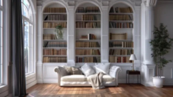 Zoom Backgrounds - White Bookshelves 4