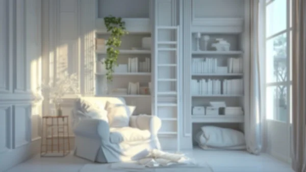 Zoom Backgrounds - White Bookshelves 6