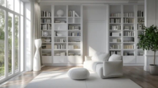 Zoom Backgrounds - White Bookshelves 9