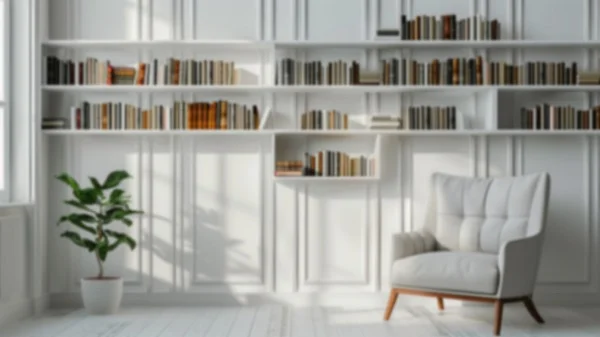 Zoom Backgrounds - White Bookshelves 10
