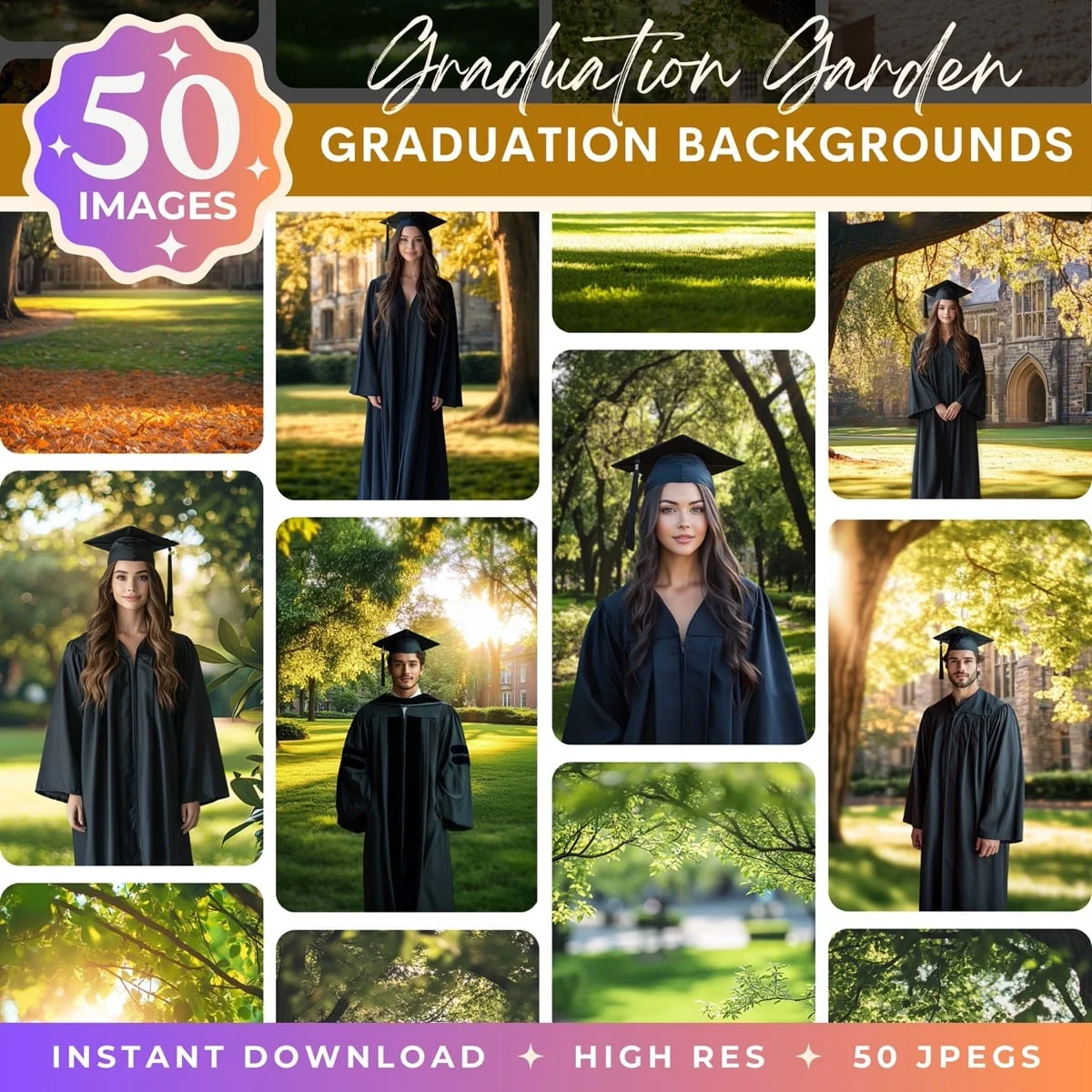 Graduation Garden digital backdrop pack